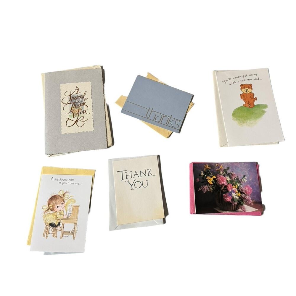 Lot‎ Vintage Thank You and Blank Note Cards Mixed Designs Assorted Envelopes